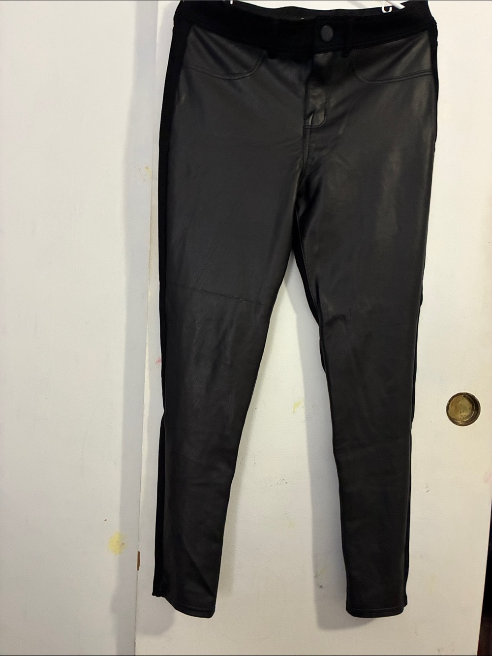 Seven7 Black Faux Leather Skinny Women's Pants